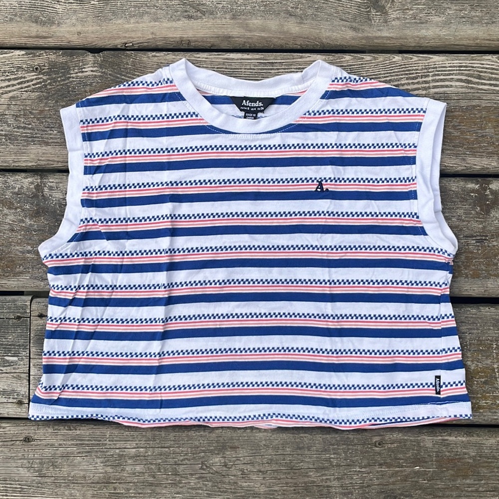 Afends Cropped Striped Muscle Shirt